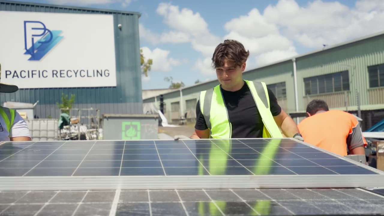 Relife Solar crew at a solar panel recycling yard